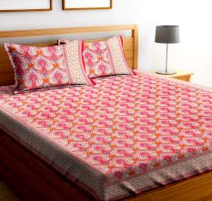 Chic Home Premium Cotton Printed Double Bed Sheet with 2 Pillow Covers: