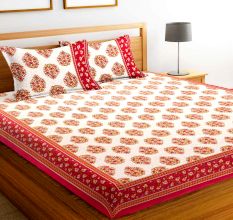 Chic Home Premium Cotton Printed Double Bed Sheet with 2 Pillow Covers: