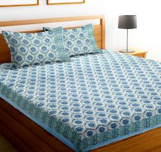 Chic Home Premium Cotton Printed Double Bed Sheet with 2 Pillow Covers: