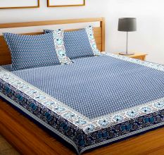Chic Home Premium Cotton Printed Double Bed Sheet with 2 Pillow Covers: