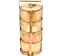 Golden Brass 4 Tier Lunch Carrier Tiffin Box