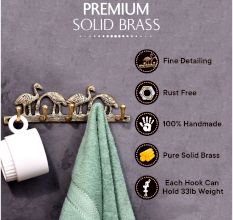 Brass Wall Hooks Hanger Birds On Tree Branch With 5 Hooks