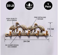 Brass Wall Hooks Hanger Birds On Tree Branch With 5 Hooks