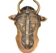 Brass Ox Head Bull Door Knocker On Brass Plate