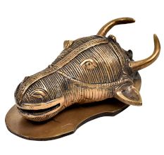 Brass Ox Head Bull Door Knocker On Brass Plate