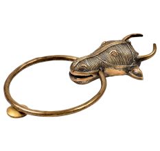 Tribal Bull Ox Head Brass Front Door Knocker Towel Ring