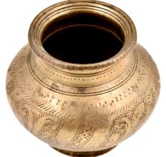 Hindu Religious Engraved Floral Design Bulbous Form Water Pot