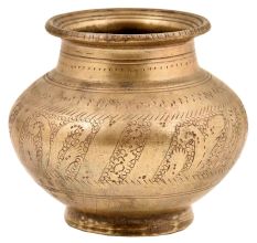 Hindu Religious Engraved Floral Design Bulbous Form Water Pot