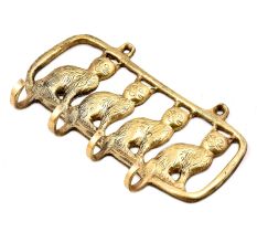 Brass Cat Family In Frame Wall Hook Kitten Brass Decor Wall Hanging