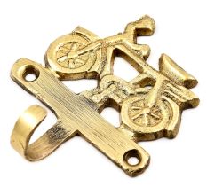Brass Handcrafted Single Cycle Hook Rustic Wall Decor