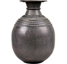 Indian Black Copper Hand Engraved Big Water Pot & Planter