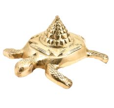 Hand Made Pyramid Tortoise Turtle With Shri Yantra In Brass