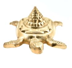 Hand Made Pyramid Tortoise Turtle With Shri Yantra In Brass