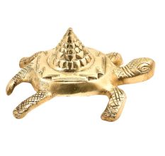 Hand Made Pyramid Tortoise Turtle With Shri Yantra In Brass