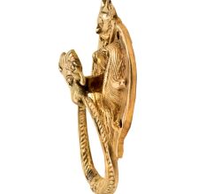 Hand Crated Brass Ram Head Chinese Demon On Top Solid Brass Metal Door Knocker