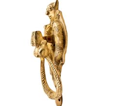 Hand Crafted Huge Demon Head Two Fishes With Ornate Door Brass Metal Door Knocker Ring