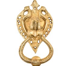 Huge Demon Head Two Birds With Ornate Brass Metal Door Knocker Ring