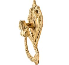 Huge Demon Head Two Birds With Ornate Brass Metal Door Knocker Ring