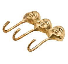 3 Brass Wall Hanging Face Head Art Laughing Buddha Wall Sculpture