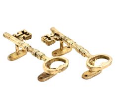 Brass Handmade Key Shaped Pull Handle For Cabinets And Doors ( In Set Of 2)