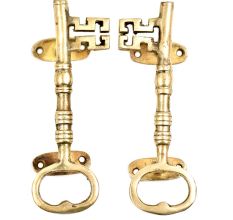 Brass Handmade Key Shaped Pull Handle For Cabinets And Doors ( In Set Of 2)