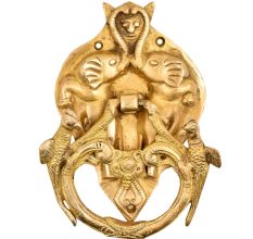 Brass Demon face in Two elephant Trunk And Two Birds Door Knocker