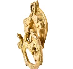 Brass Demon face in Two elephant Trunk And Two Birds Door Knocker