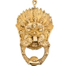 Brass Vajra Mahakala Buddha Head Birds Ring Door Knocker