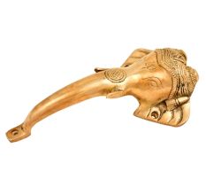 Handmade Brass Elephant Door Handle With A Trident Engraved