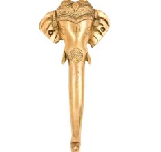 Traditional Brass Elephant Door Handle With A Trident Engraved