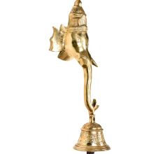 Brass Ganesha Long trunk  Face With Bell Wall Hanging