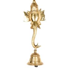 Brass Ganesha Long trunk  Face With Bell Wall Hanging