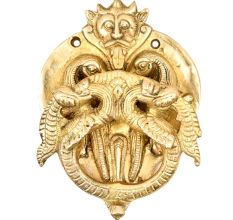 Golden Brass Bat Head With Peacock Statues On The Knocker Ring