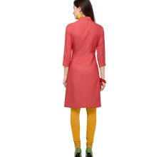 Strawberry Pink Office Wear Stiched Rayon Kurti with Beautiful Embroidery Work