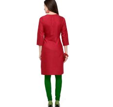 Rasberry Pink Office Wear Stiched Rayon Kurti with Beautiful Embroidery Work