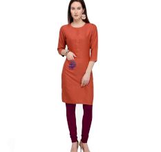 Only Orange Office Wear Stiched Rayon Kurti with Beautiful Embroidery Work