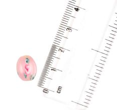 Pink Floal Delight Rondelle Shape Loose Glass Jewelry Craft Beads (12 in Pack)
