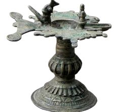 Used Bronze Oil Lamp (Orissa) (Ht-4.5 Inches)