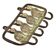 Four Sitting Cats In A Row Framed Wall mounted Wall Hook