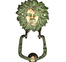 Brass Woman Head Door Knocker Greek God Grape Leafs Around Head