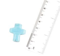 Sky Blue Cross Design Loose Glass Jewelry Beads (12 in Pack)