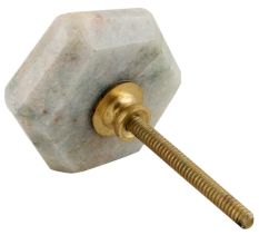 Green Hexagon Quartz Stone Cabinet Knob