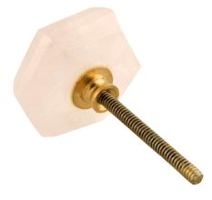 Pink Rose Hexagon Quartz Stone Cabinet Knob