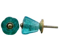 Turquoise Tulip Glass Knob