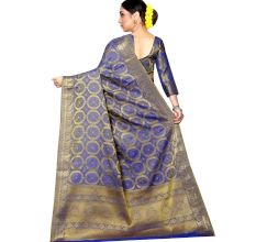 Blue Color Lichi 2 Tone Silk SareeÂ Weaved Saree With Blouse Piece