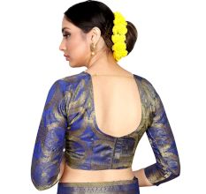 Blue Color Lichi 2 Tone Silk SareeÂ Weaved Saree With Blouse Piece