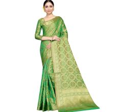 Green Color Lichi 2 Tone Silk SareeÂ Weaved Saree With Blouse Piece