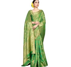 Green Color Lichi 2 Tone Silk SareeÂ Weaved Saree With Blouse Piece