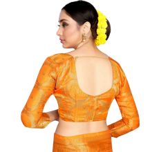 Orange Color Lichi 2 Tone Silk SareeÂ Weaved Saree With Blouse Piece