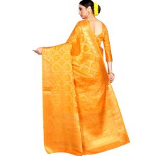 Orange Color Lichi 2 Tone Silk SareeÂ Weaved Saree With Blouse Piece